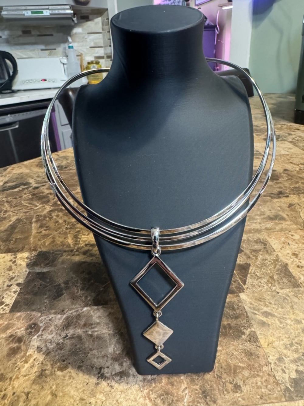 Napier Silver Multi-Strand Geometric Pendant Necklace